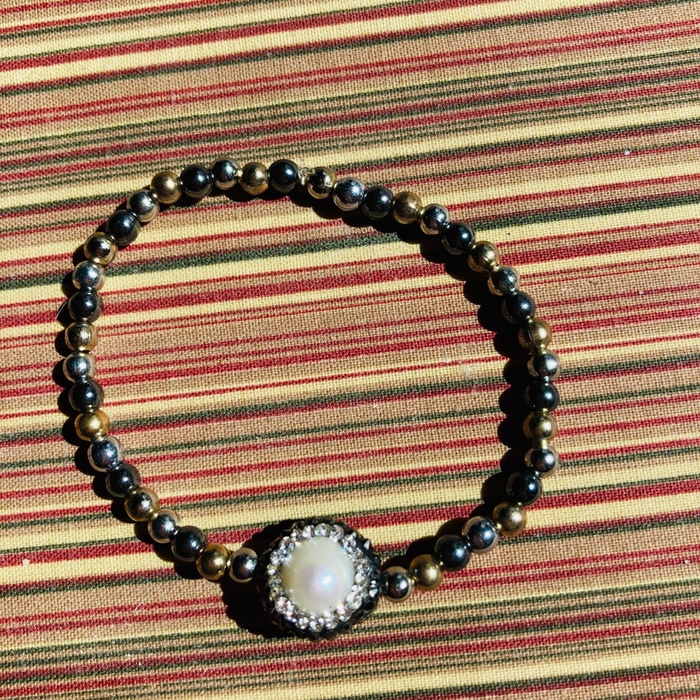 5 Stackable Trendy Beaded Metallic Bracelets With… - image 7